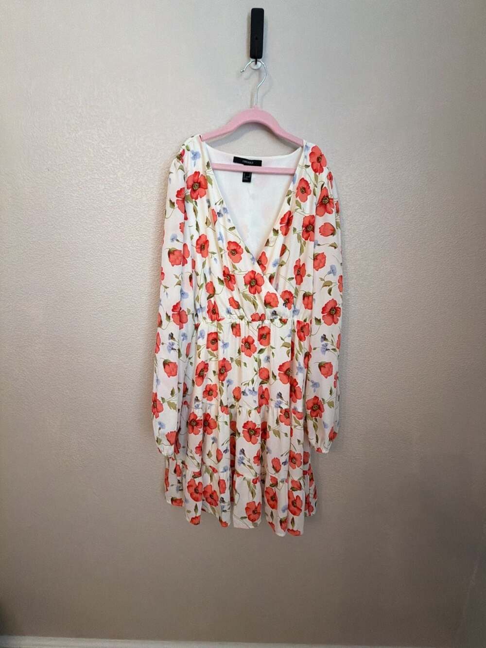 Forever 21 Floral Long Sleeve Tiered Mini Dress Size M